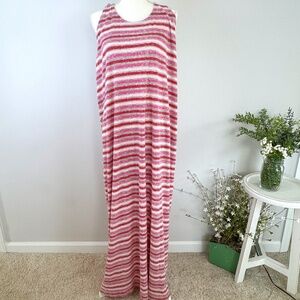 LANE BRYANT Pink Striped Sleeveless Maxi Twist Back Dress / Plus 34 - 36